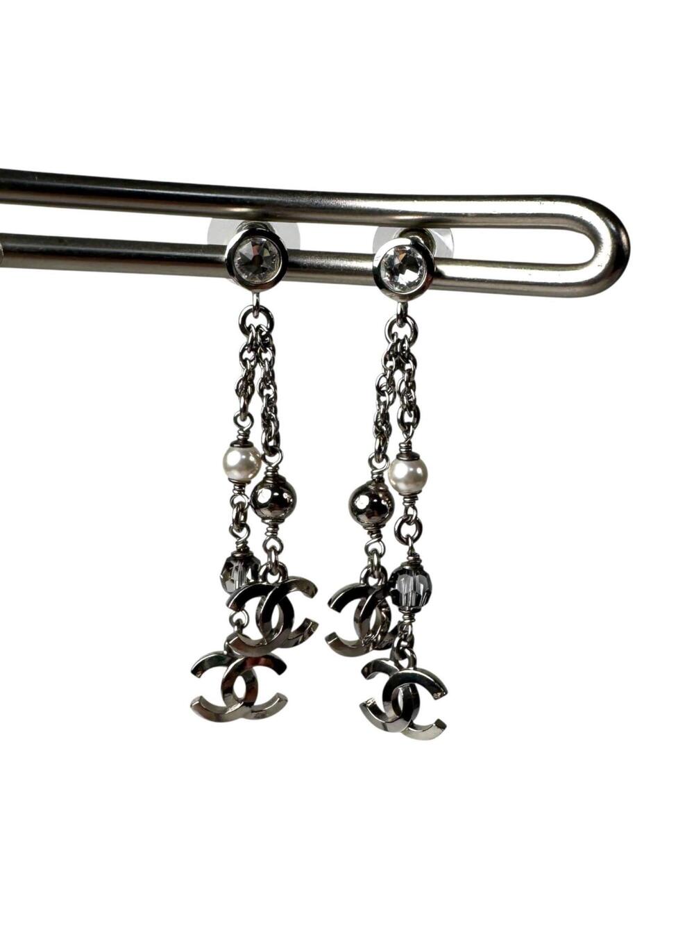 Chanel Cc Logo Earrings Silver-Tone #357845C11B